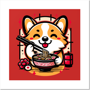 Corgi's Ramen Feast: Chopstick Master in Kawaii World Posters and Art